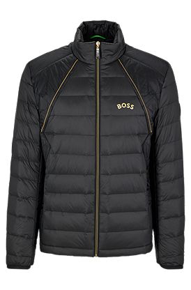 Water-repellent down jacket with triangle embroidery