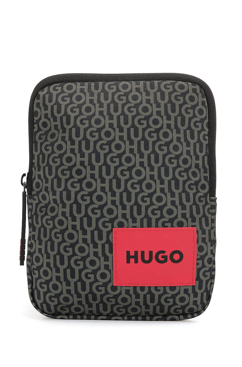 HUGO - Logo-print reporter bag with branded red label