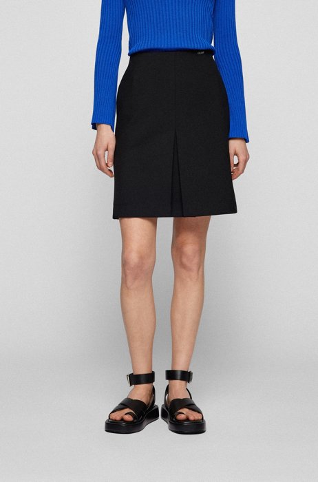 Slim-fit mini skirt in stretch fabric, Black