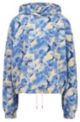 Hooded sweatshirt in patterned French terry with rear logo, Patterned