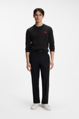 Cotton sweater with red logo label, Black