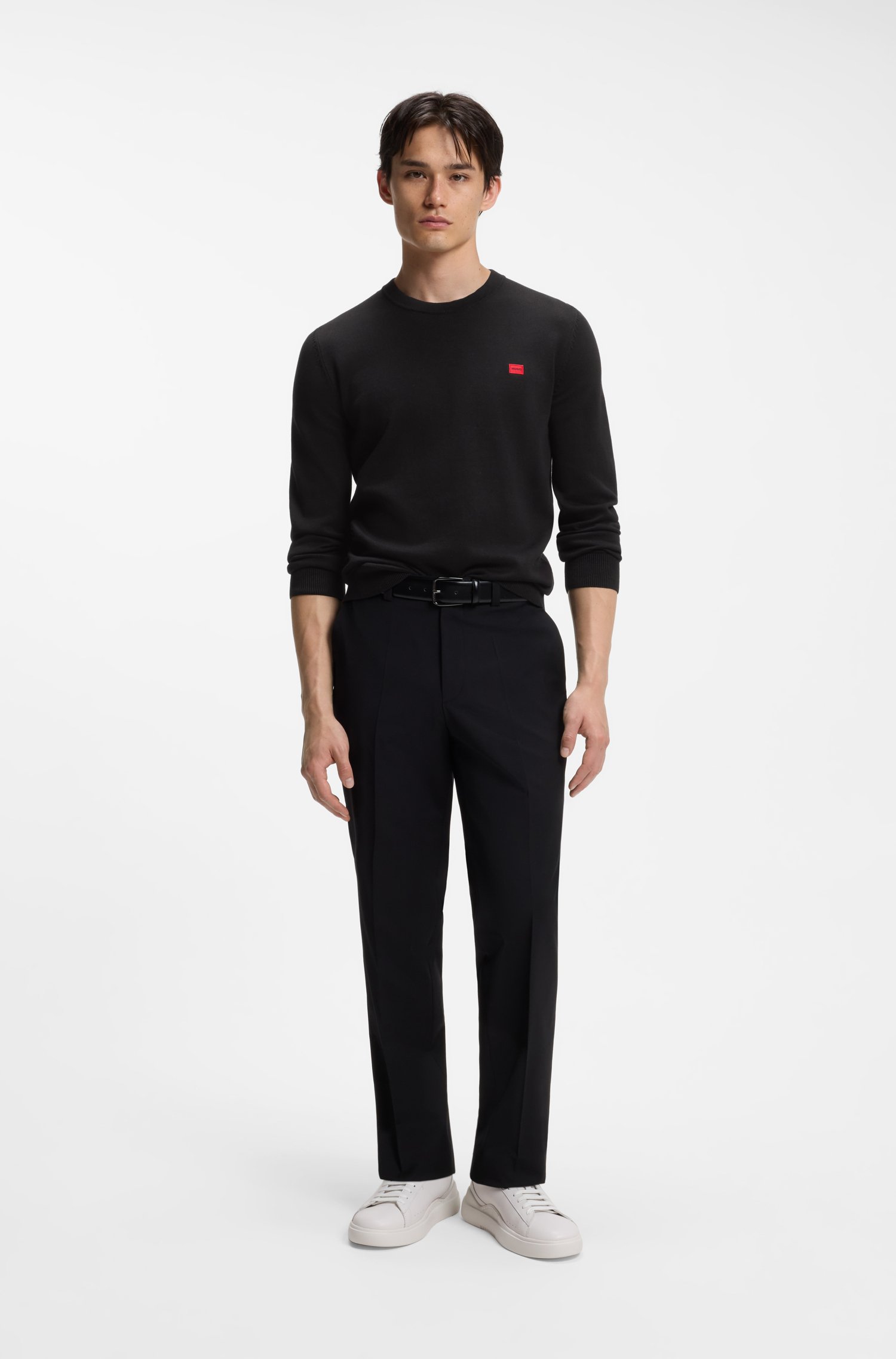 Hugo Cotton sweater with red logo label stickade tröjor herr – bild 2