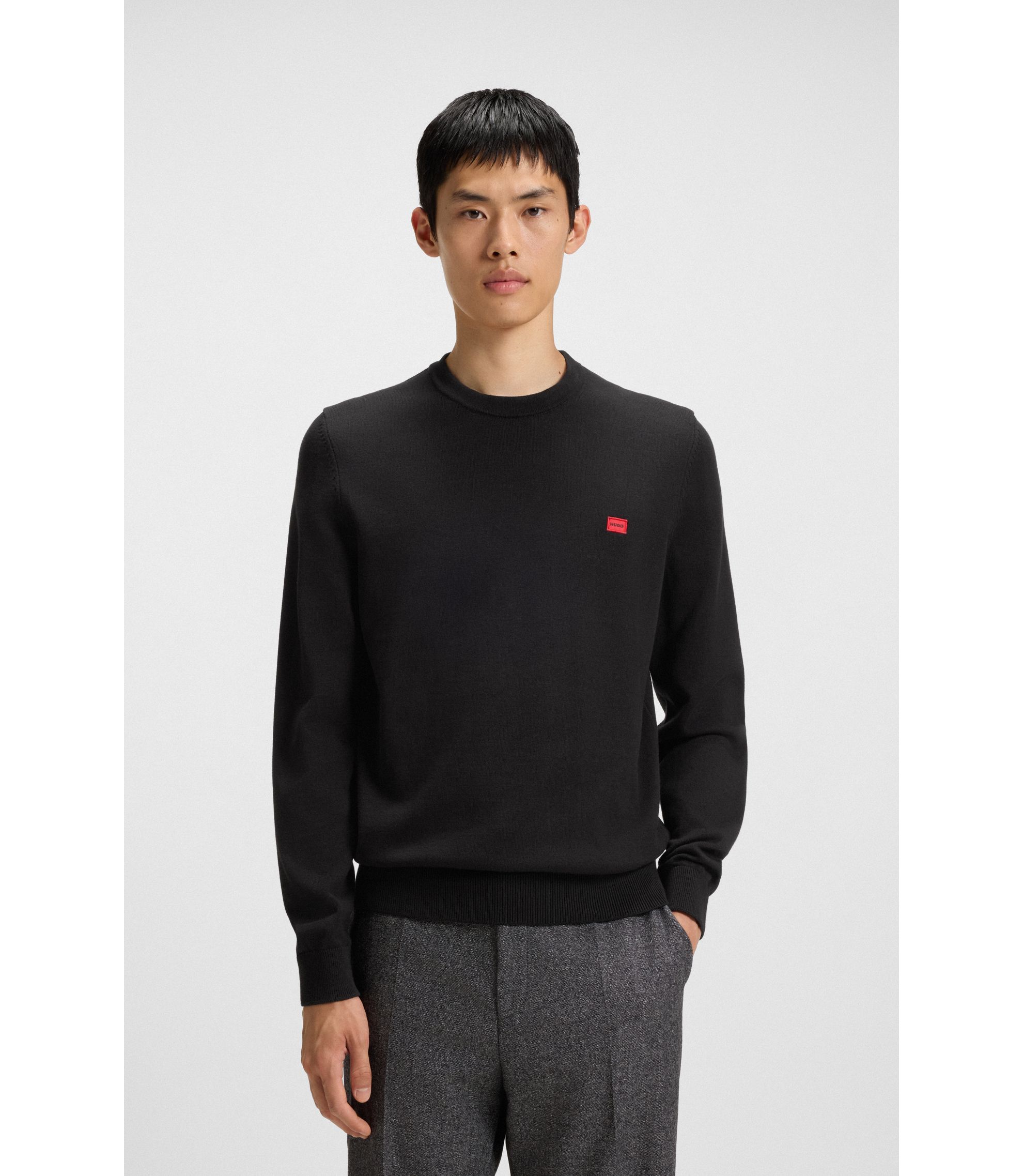 Pullover aus Baumwolle mit rotem Logo-Label