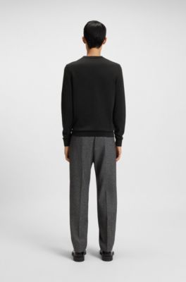 Cotton sweater with red logo label, Black