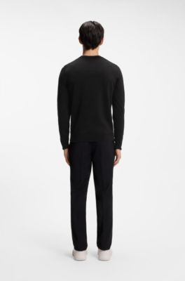 Cotton sweater with red logo label, Black