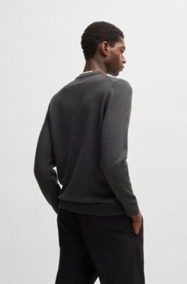 Cotton sweater with red logo label, Dark Grey