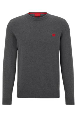 Hugo Organic-cotton Sweater With Red Logo Label