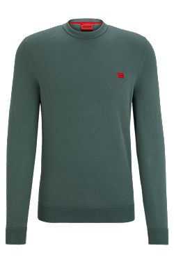 Cotton sweater with red logo label