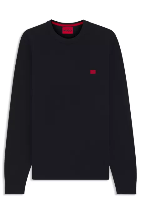 Cotton sweater with red logo label