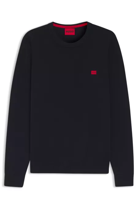 Cotton sweater with red logo label