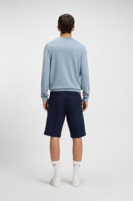 Cotton sweater with red logo label, Light Blue