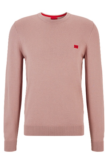 HUGO 雨果红色徽标标签棉质毛衣,  687_Light/Pastel Pink