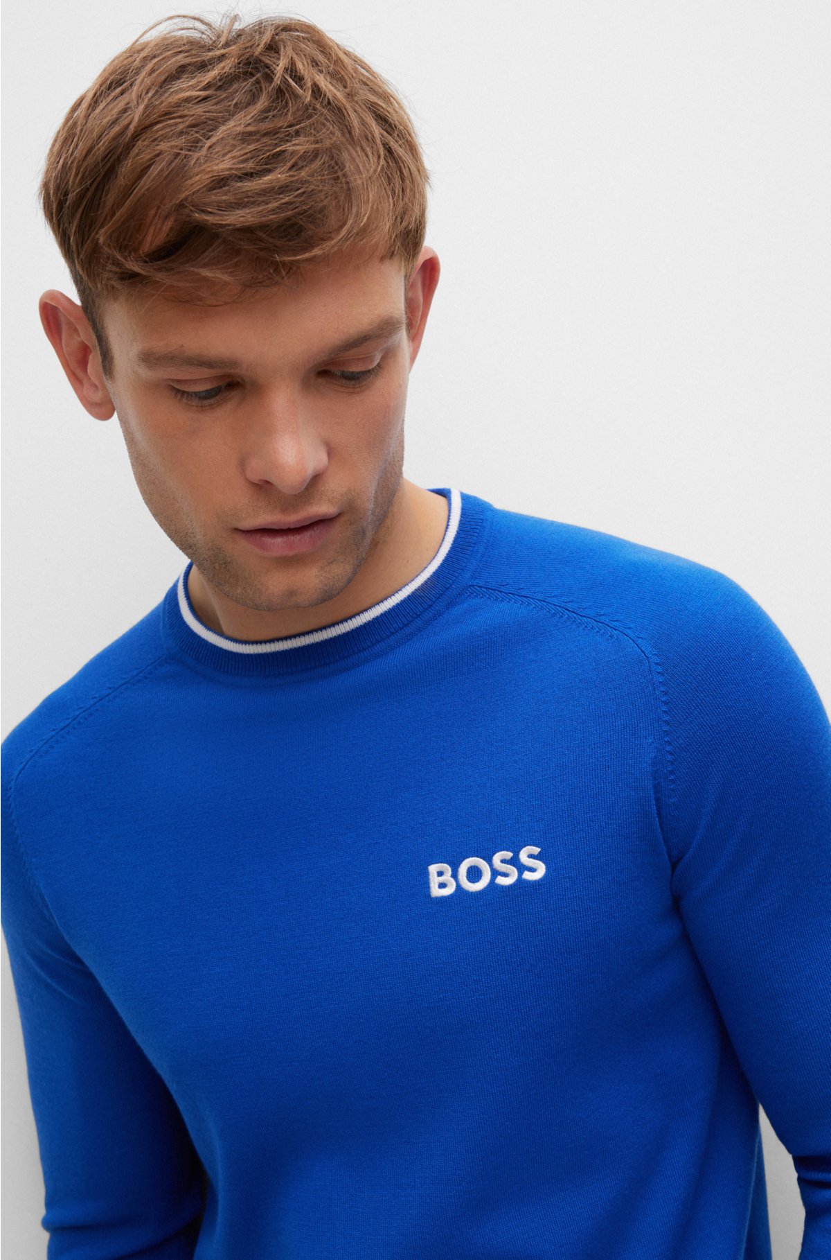 BOSS - Regular-fit sweater in a stretch blend
