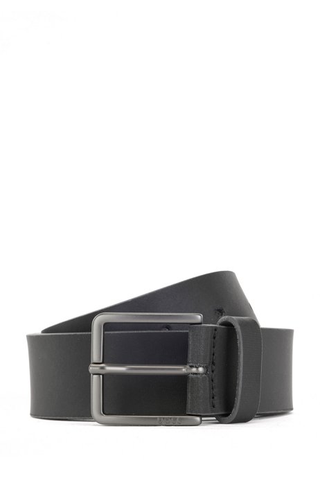 Italian-leather belt with coloured edges, Black