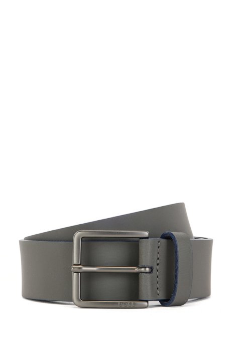 Italian-leather belt with coloured edges, Grey