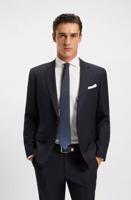 Italian-leather belt with logo keeper and brushed hardware