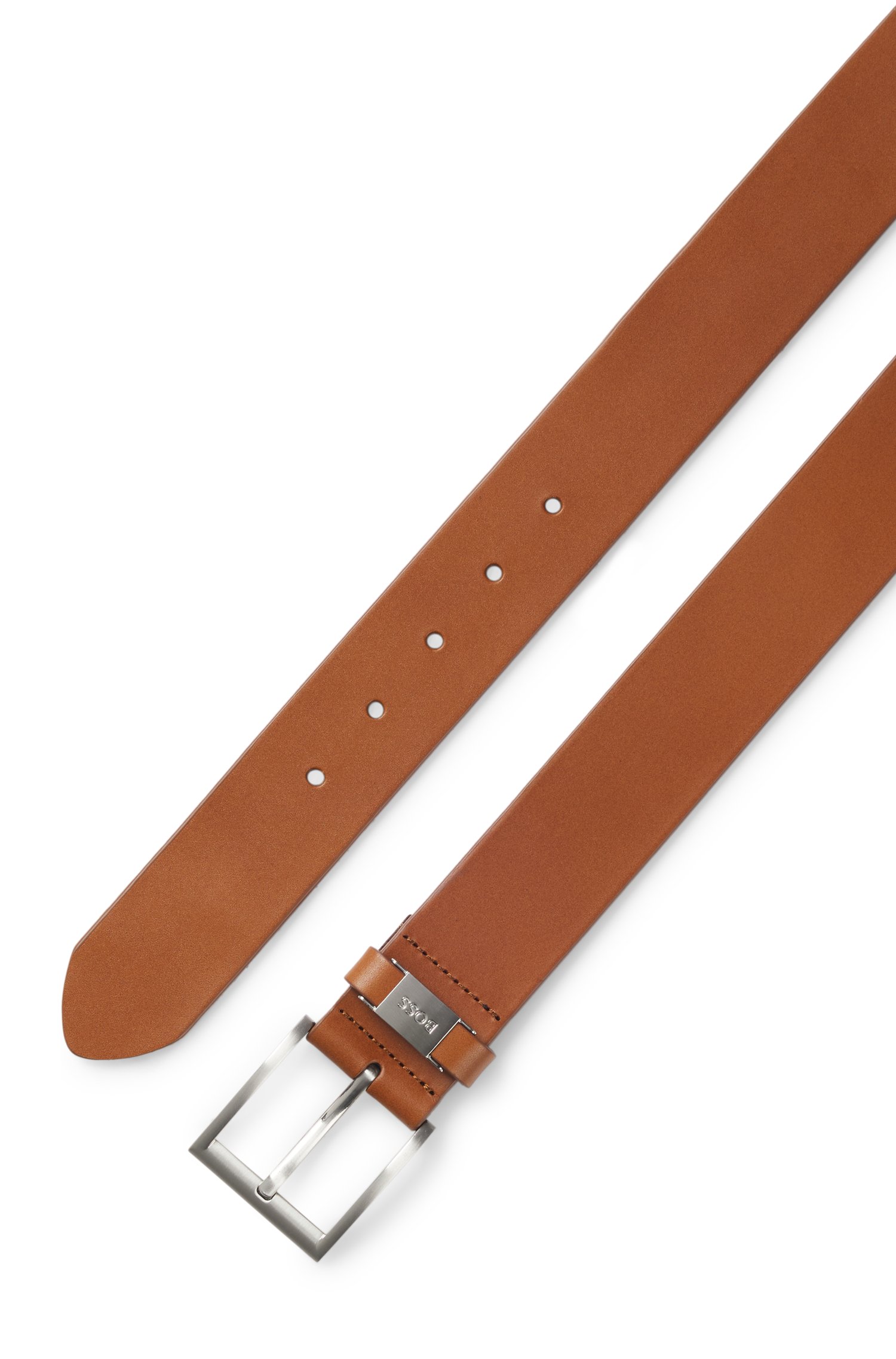 Boss Italian-leather belt with logo keeper and brushed hardware skärp & hängslen herr – bild 2