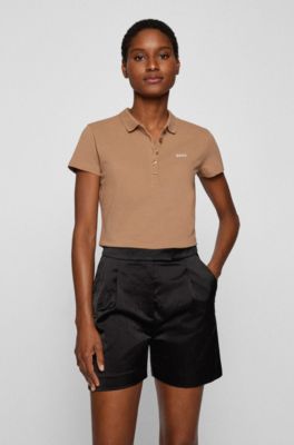 womens tan polo shirt