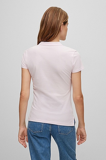 BOSS 博斯徽标图案有机棉质 Polo 衫,  684_Light/Pastel Pink