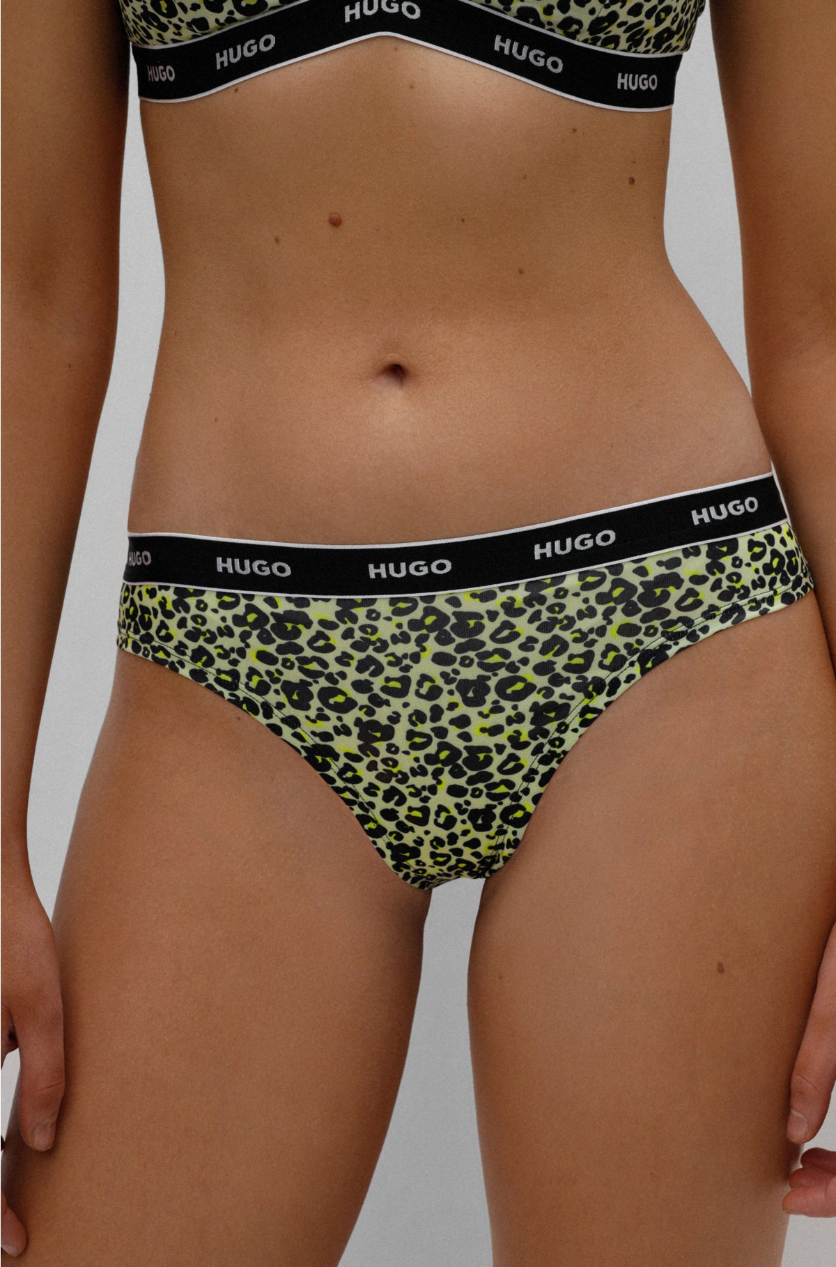 HUGO - Animal-print thong briefs with logo waistband