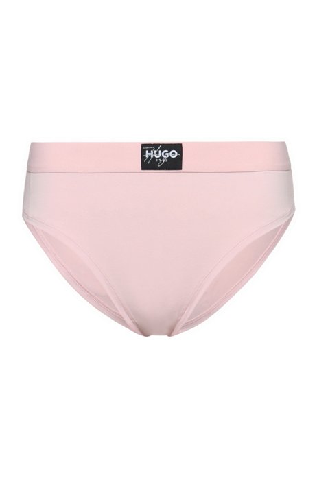 Stretch-cotton briefs with logo-label waistband, light pink