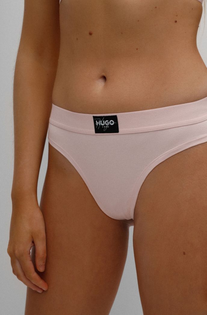 Tanga in cotone elasticizzato con etichetta con logo sullelastico in vita HUGO BOSS Donna Abbigliamento Intimo Mutande Perizomi 