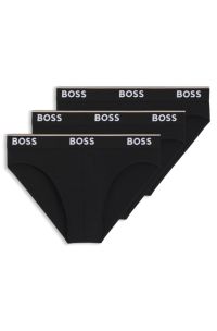 BOSS - Dreier-Pack Slips aus Stretch-Baumwolle mit Logos am Bund