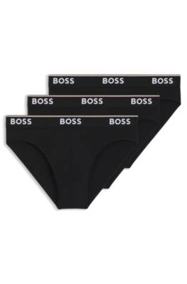 Three-pack of logo-waistband briefs in stretch cotton
