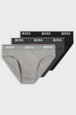 Three-pack of briefs in stretch cotton, Black / Grey