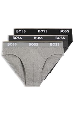 Three-pack of logo-waistband briefs in stretch cotton