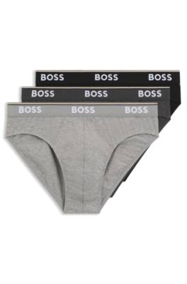 Three-pack of logo-waistband briefs in stretch cotton