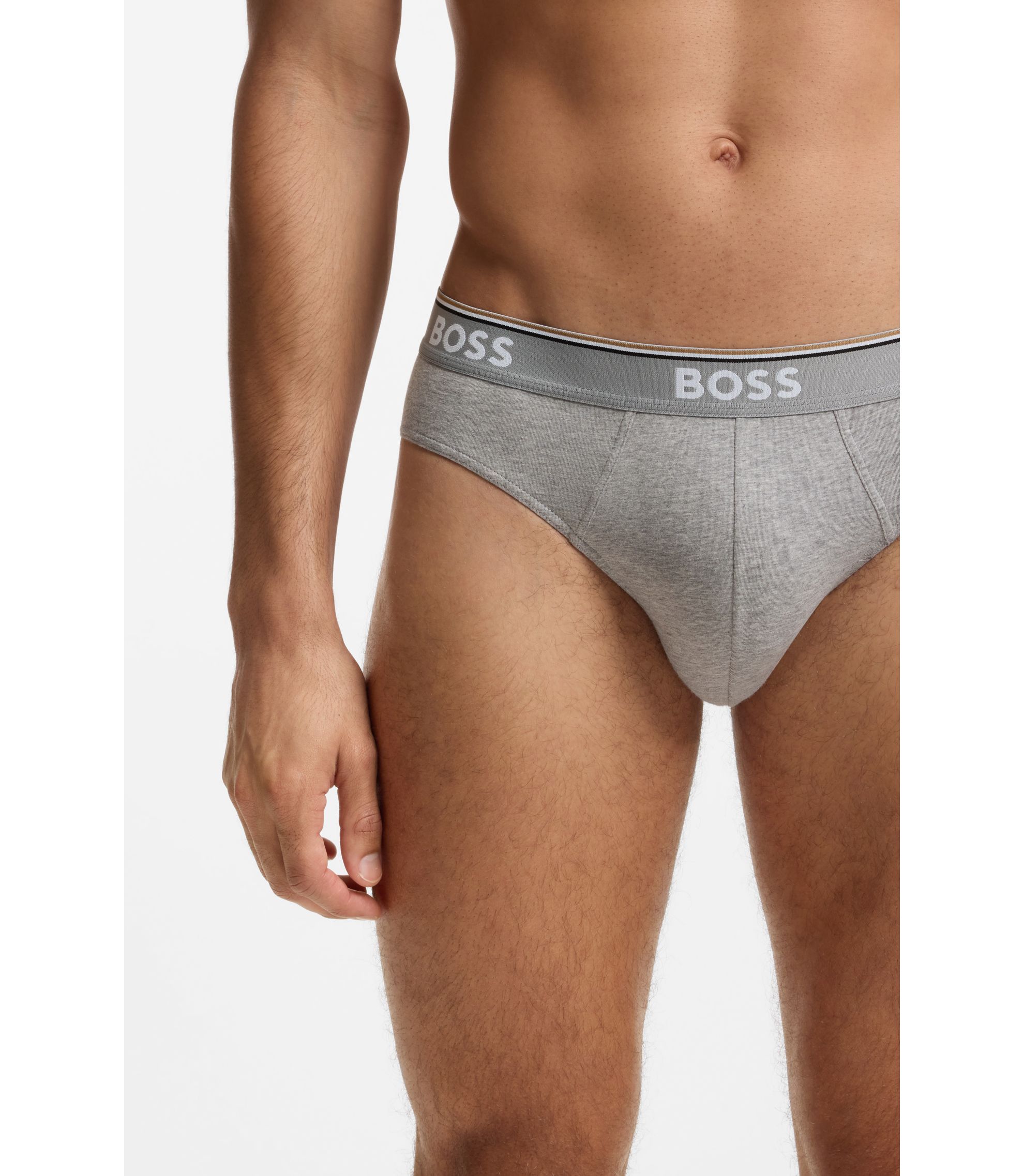 BOSS - ブリーフ3枚セット ストレッチコットン ロゴウエストバンド
