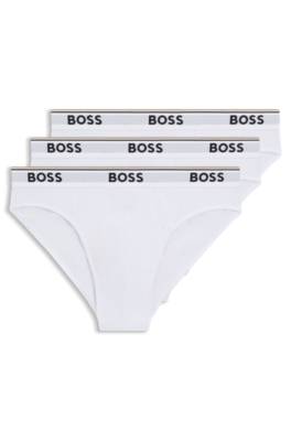 Three-pack of logo-waistband briefs in stretch cotton