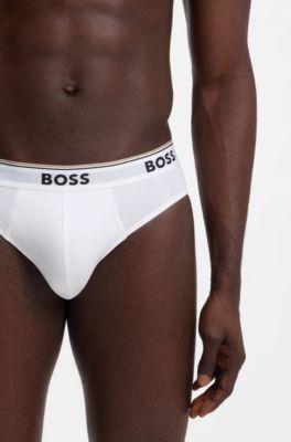 Slip in cotone elasticizzato con elastico in vita con logo in confezione da tre, Bianco