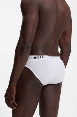 Slip in cotone elasticizzato con elastico in vita con logo in confezione da tre, Bianco