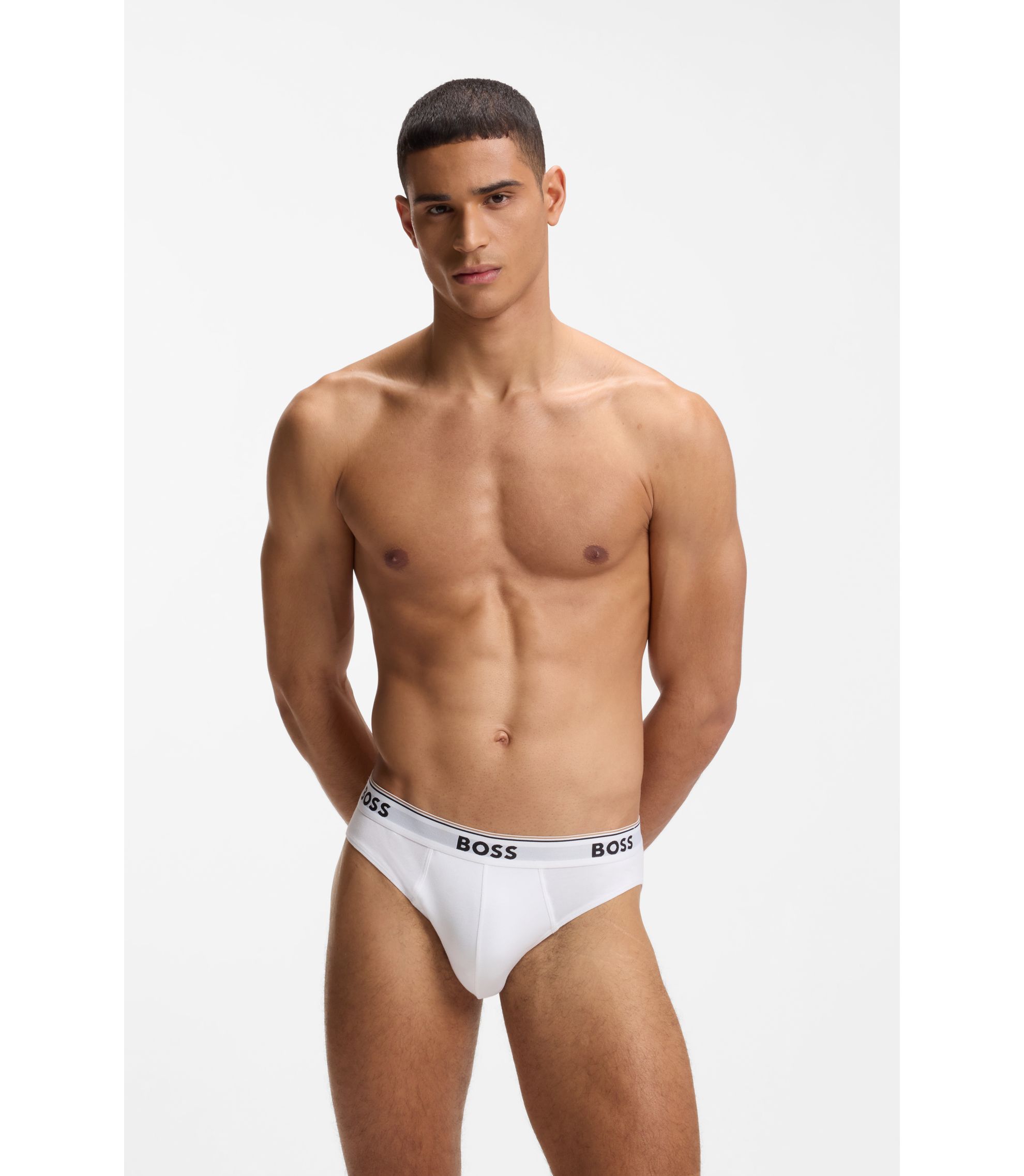 BOSS - ブリーフ3枚セット ストレッチコットン ロゴウエストバンド