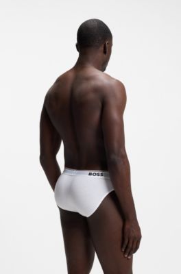 Slip in cotone elasticizzato con elastico in vita con logo in confezione da tre, Bianco