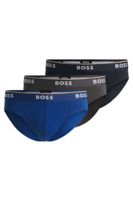 BOSS - Dreier-Pack Slips aus Stretch-Baumwolle mit Logos am Bund