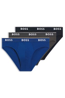 BOSS - Dreier-Pack Slips aus Stretch-Baumwolle mit Logos am Bund 