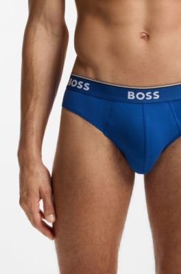 Stretch-cotton briefs, Blue / Grey