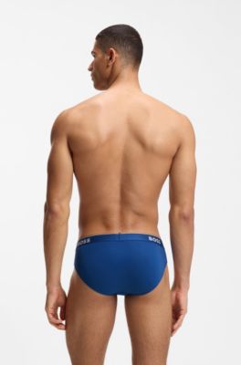 Slips aus Stretch-Baumwolle im Dreierpack, Blau / Grau