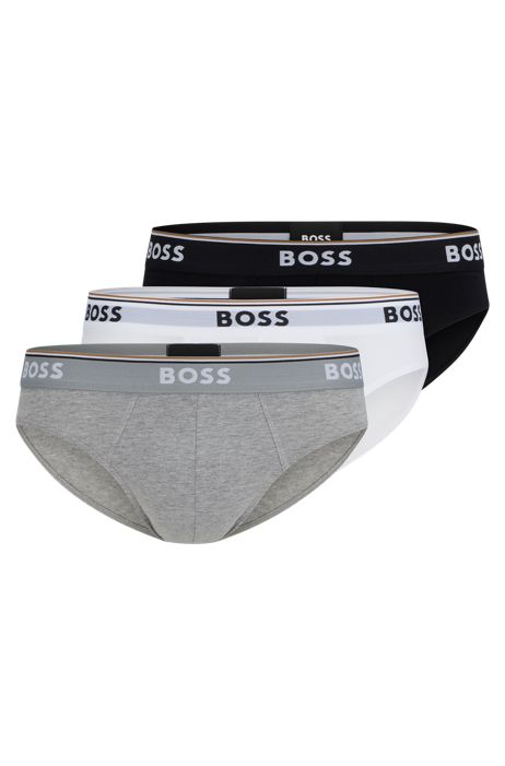 Paquete de tres slips en algodón elástico con logos en la cintura BOSS by HUGO BOSS de Algodón de color Blanco para hombre ahorra un 30 % Hombre Ropa de Ropa interior de Slips 