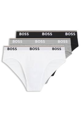 Three-pack of logo-waistband briefs in stretch cotton