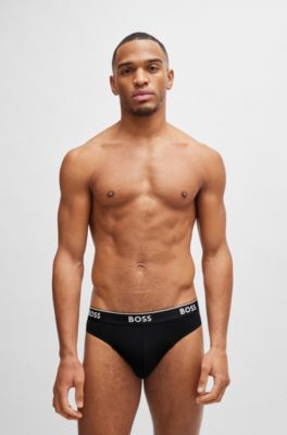 Trepack kalsonger i stretchbomull med logga vid midjan, Vit / Gr&aring; / Svart