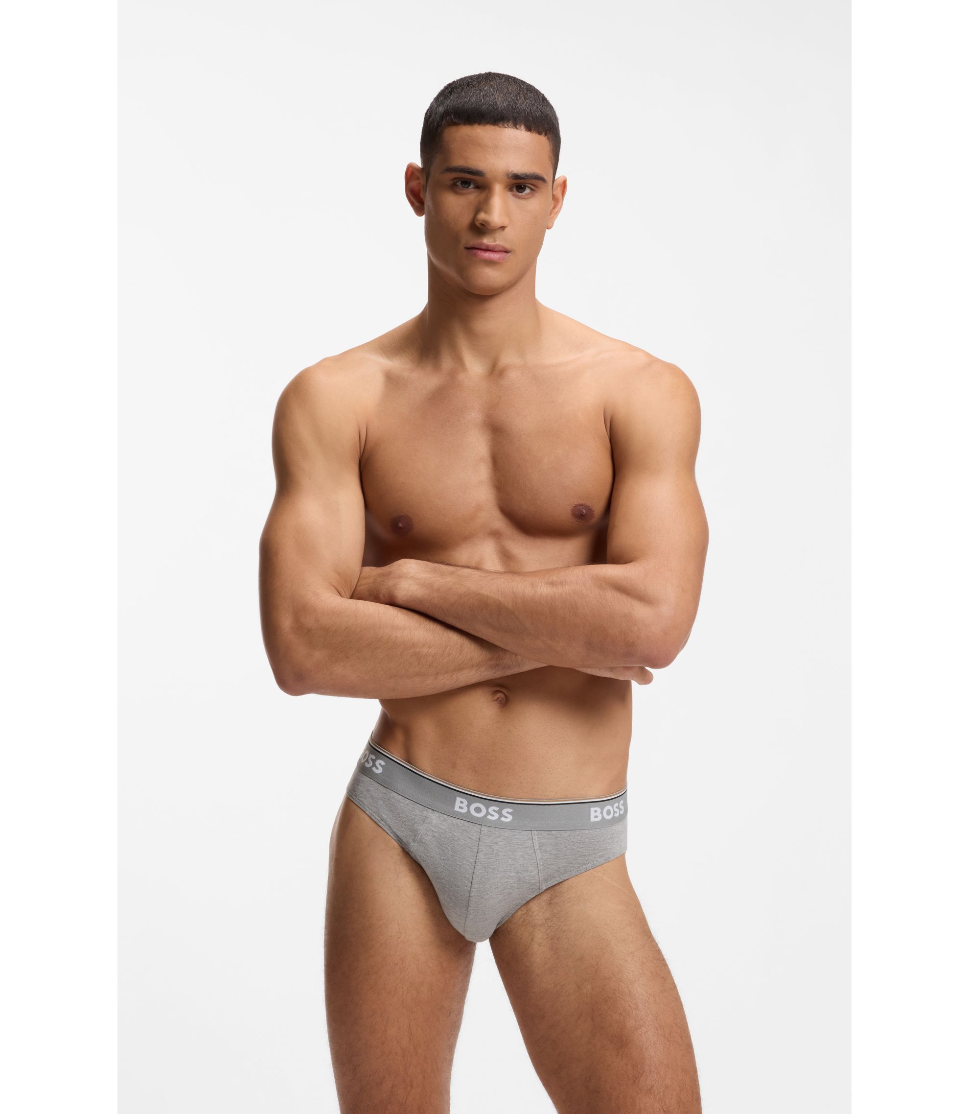 BOSS - ブリーフ3枚セット ストレッチコットン ロゴウエストバンド