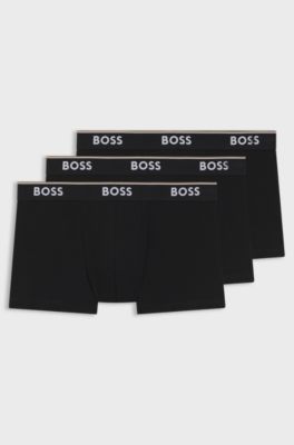 Dreierpack eng anliegende Boxershorts aus Stretch-Baumwolle mit Logo am Bund, Schwarz