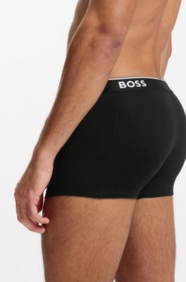 Paquete de tres calzoncillos de algod&oacute;n el&aacute;stico con logo en la cintura, Negro