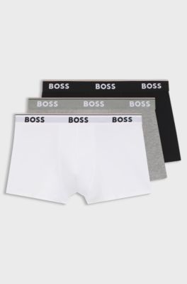 Boxer corti in cotone elasticizzato con elastico in vita con logo in confezione da tre, Bianco / Grigio / Nero