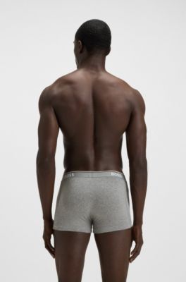 Boxer corti in cotone elasticizzato con elastico in vita con logo in confezione da tre, Bianco / Grigio / Nero
