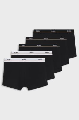 F&uuml;nferpack eng anliegende Boxershorts mit kurzem Bein aus Stretch-Baumwolle mit Logos am Bund, Schwarz